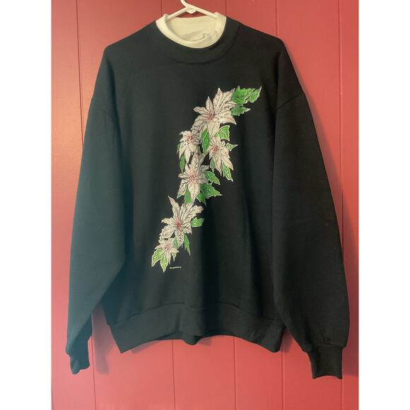 Logotel For Her 1980’s Sweatshirt POINSETTIAS Size Large - Picture 8 of 10